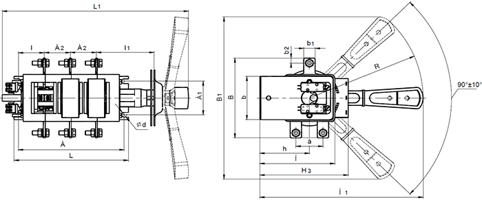 рубильник ВР 3235 В71250 КЭАЗ - размеры