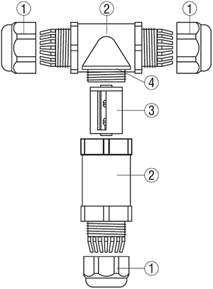коннектор кабельный T-образный Navigator NTB-T01-3P-IP68 - конструкция