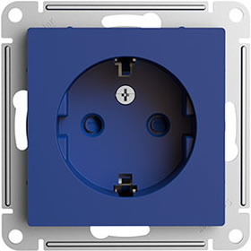 розетка 1-местная Systeme Electric AtlasDesign, з/к, шторки, аквамарин - внешний вид