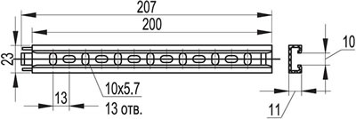 направляющая DKC 51400 для крепления пластиковых труб Express - размеры