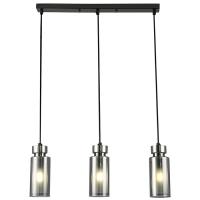 Светильник подвес 3*15Вт E14 никель цилиндр дымчатый 