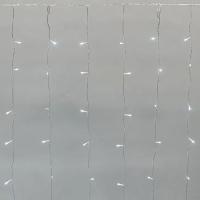 Гирлянда занавес 2*1,5м белый 150свд соединяемая IP44 прозрачный провод мерцание (до 8мод)