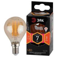 Лампа шар свд Е14 7Вт 2700К 625лм P45 золотистый филамент ЭРА 