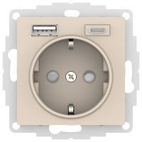 AtlasDesign бежевый розетка USB type-A+type-C скрытая 2-ая 