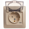 Глосса бежевый розетка скрытая 1-мест заземление с крышкой шторки IP44 