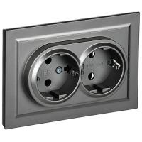 Брайт сталь розетка скрытая 2-мест заземление IP20 