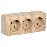 Глори сосна розетка открытая 3-мест заземление IP20 