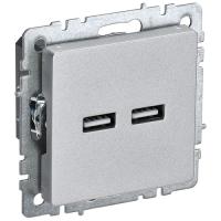 Брайт алюминий розетка USB A+A скрытая 2-ая 