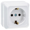 Боллето белый розетка открытая 1-мест заземление IP20 