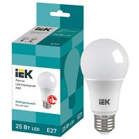 Лампа свд 220В Е27 25Вт 4000К 2500лм стандарт А80 матовая IEK 