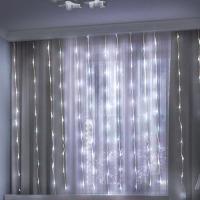 Гирлянда занавес 3*2м белый 300свд с контроллером IP20 прозрачный провод 8 режимов