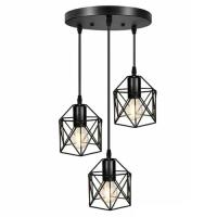 Светильник подвесной (люстра) 3*60Вт E27 черный лофт