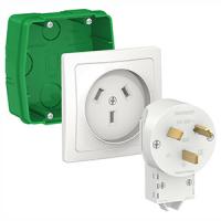 Комплект 32А 220В розетка+вилка+коробка скрытая белый IP20 Бланка Schneider Electric 