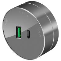 МультиТрек графит розетка USB A+C в шину 2-ая круглая