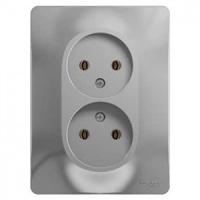 Глосса алюминий розетка скрытая 2-мест IP20 