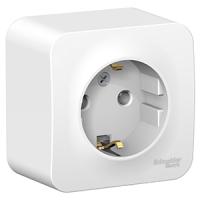 Бланка белый розетка открытая 1-мест заземление IP20 