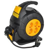 Удлинитель 4-мест 10м ПВС 3*1,5 черный катушка IP20 IEK TWIST автомат.смотка