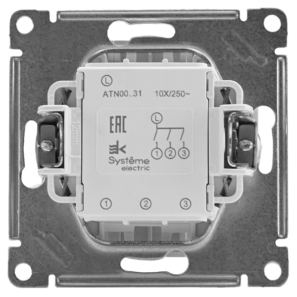 AtlasDesign белый выключатель 3кл скрытая 10А IP20 