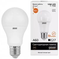 Лампа свд 220В Е27 10Вт 3000К 880лм стандарт A60 матовая Gauss 