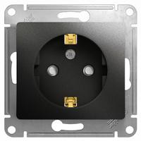 Глосса антрацит розетка скрытая 1-мест заземление шторки IP20 