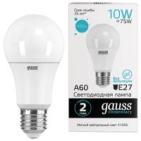 Лампа свд 220В Е27 10Вт 4100К 920лм стандарт A60 матовая Gauss 