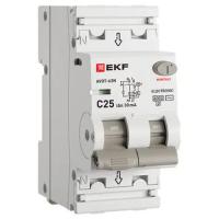 Дифавтомат 2Р 25А C тип AC 30мА 6кА 2мод АВДТ-63N EKF PROxima