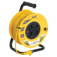 Удлинитель 4-мест 30м ПВС 2*0,75 желтый катушка IP20 IEK 