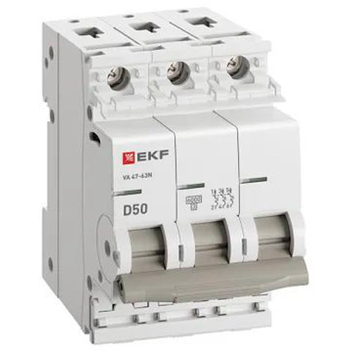 Автомат 3Р 50А D 6кА ВА47-63N EKF PROxima