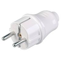 Вилка 16А прямая заземление белый пластик IP20 IEK 