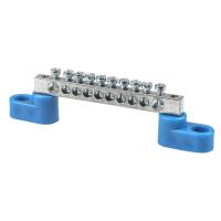 Шина нулевая 6*9 10групп 2 угловых изолятора синий винтовой по краям EKF Цинк