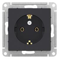 Атлас карбон розетка скрытая 1-мест заземление IP20 