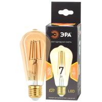 Лампа свд 220В Е27 7Вт 2400К 910лм стандарт ST64 золотистая филамент ЭРА 