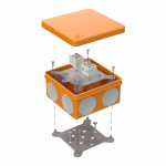 Коробка клеммная 100*100*50 квадрат оранжевый IP66 огнестойкая с клем 4*6