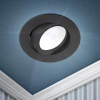 Светильник точечный GU5.3 круг черный встраиваемый поворотный ЭРА 