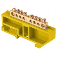 Шина нулевая 6*9 8групп DIN-изолятор желтый на DIN-рейку EKF 