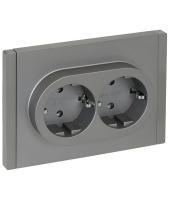 Фортепиано сталь розетка скрытая 2-мест заземление быстрозажим. клем. IP20 