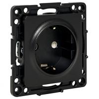 Стокгольм черный розетка скрытая 1-мест заземление шторки IP20 