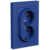 Атлас аквамарин розетка скрытая 2-мест заземление IP20 в сборе