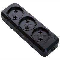 Колодка 3-мест 10А черный пластик IP20 Крона 