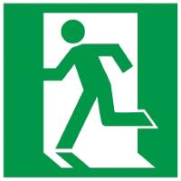 Самоклеящаяся этикетка "Выход здесь" 150*150мм IEK (левосторонний)