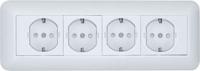 Бланка белый розетка открытая 4-мест заземление шторки IP20 