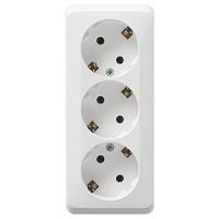 Этюд белый розетка открытая 3-мест заземление IP20 