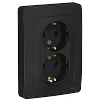 Бланка антрацит розетка скрытая 2-мест заземление IP20 