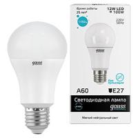 Лампа свд 220В Е27 12Вт 4100К 1170лм стандарт A60 матовая Gauss 