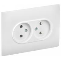 IEK SKANDY Арктический белый Розетка 2-ая б/з 10А в сборе SK-R10W SK-R20-10-K01-F IEK, IEK (ИЭК), иэк, иек, Иэк, Иек, йек, iec