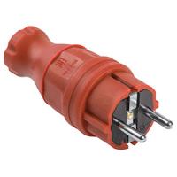 Вилка 16А прямая заземление красный каучук IP44 IEK 
