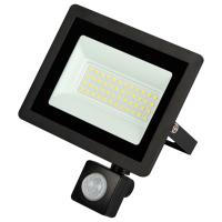 Прожектор свд 50Вт 6500К 4000лм черный датчик движения IP44 120° ЭРА 