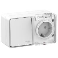 AtlasDesign Profi54 белый блок Р+В1кл открытая горизонтально IP54 