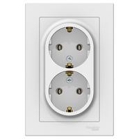 Атлас белый розетка скрытая 2-мест заземление IP20 