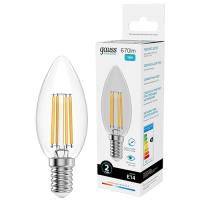 Лампа свеча свд Е14 10Вт 4100К 670лм С35 прозрачная филамент Gauss